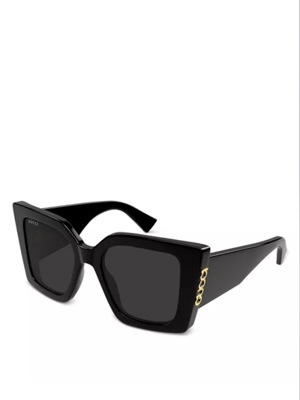 Gucci Oversized Black Square Sunglasses with Gold Detail